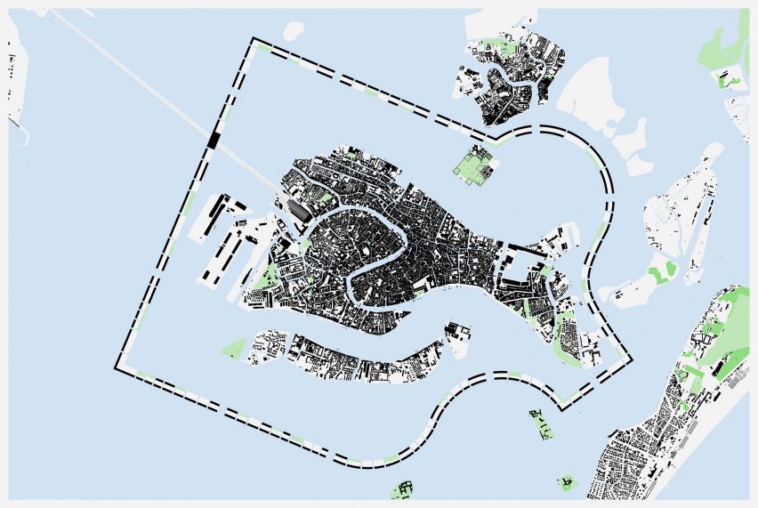 a diagram of a plot of land from above in tones of blue and grey