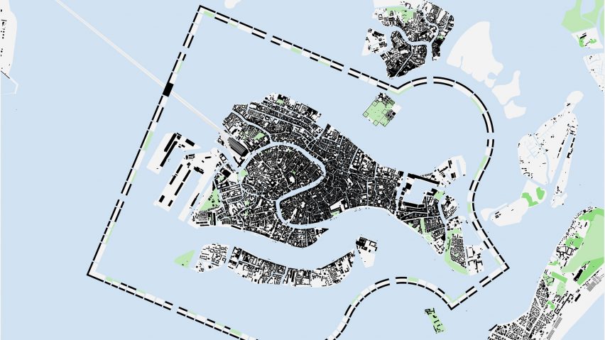 a diagram of a plot of land from above in tones of blue and grey