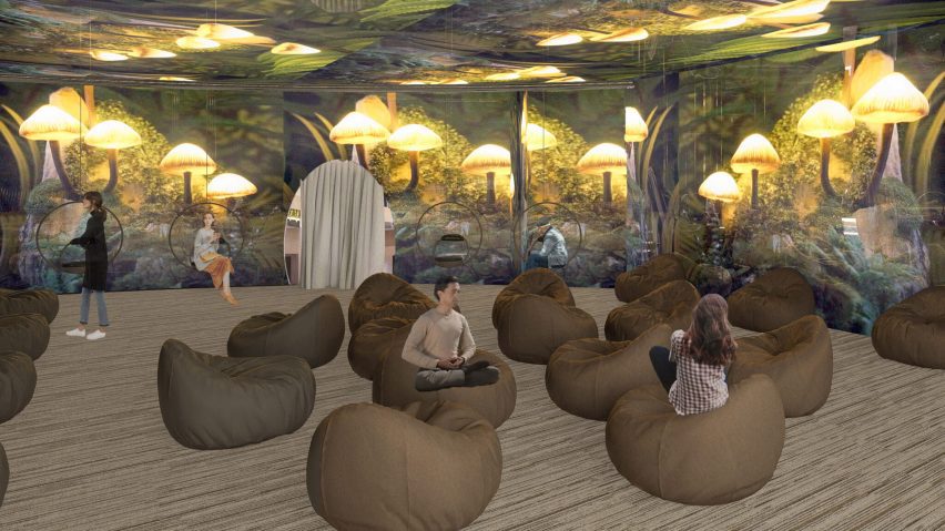 a visualisation of an interior in tones of brown