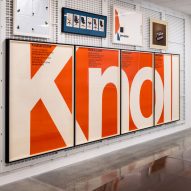 A large knoll sign on wall