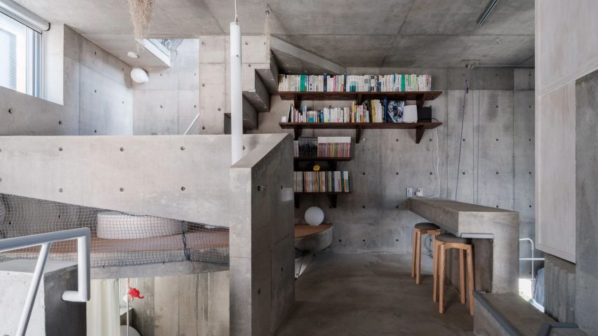 Walls of concrete in Japanese house