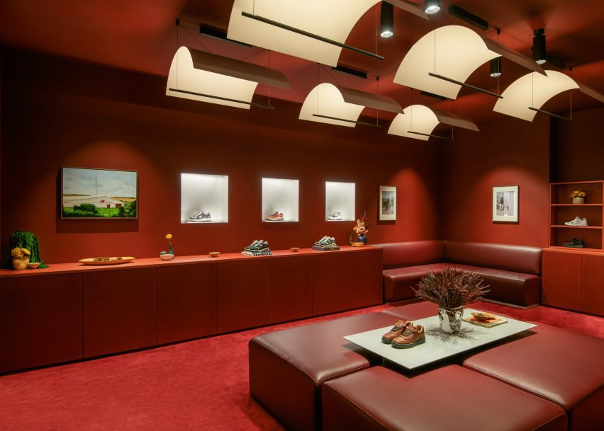 Red-tinged basement in New Balance London flagship