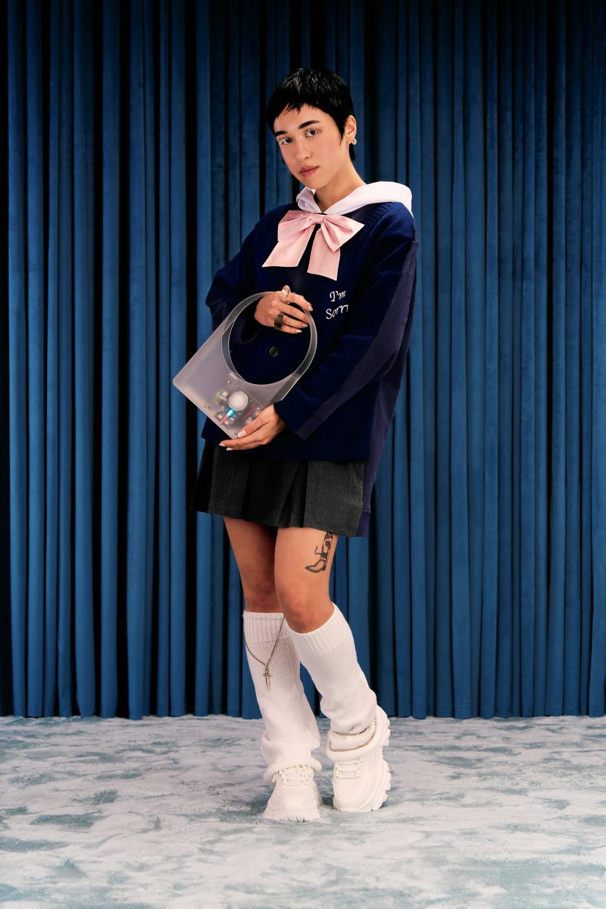 Clear speaker bag with model