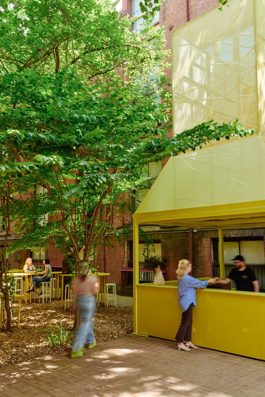 yellow bar structure in brick setting
