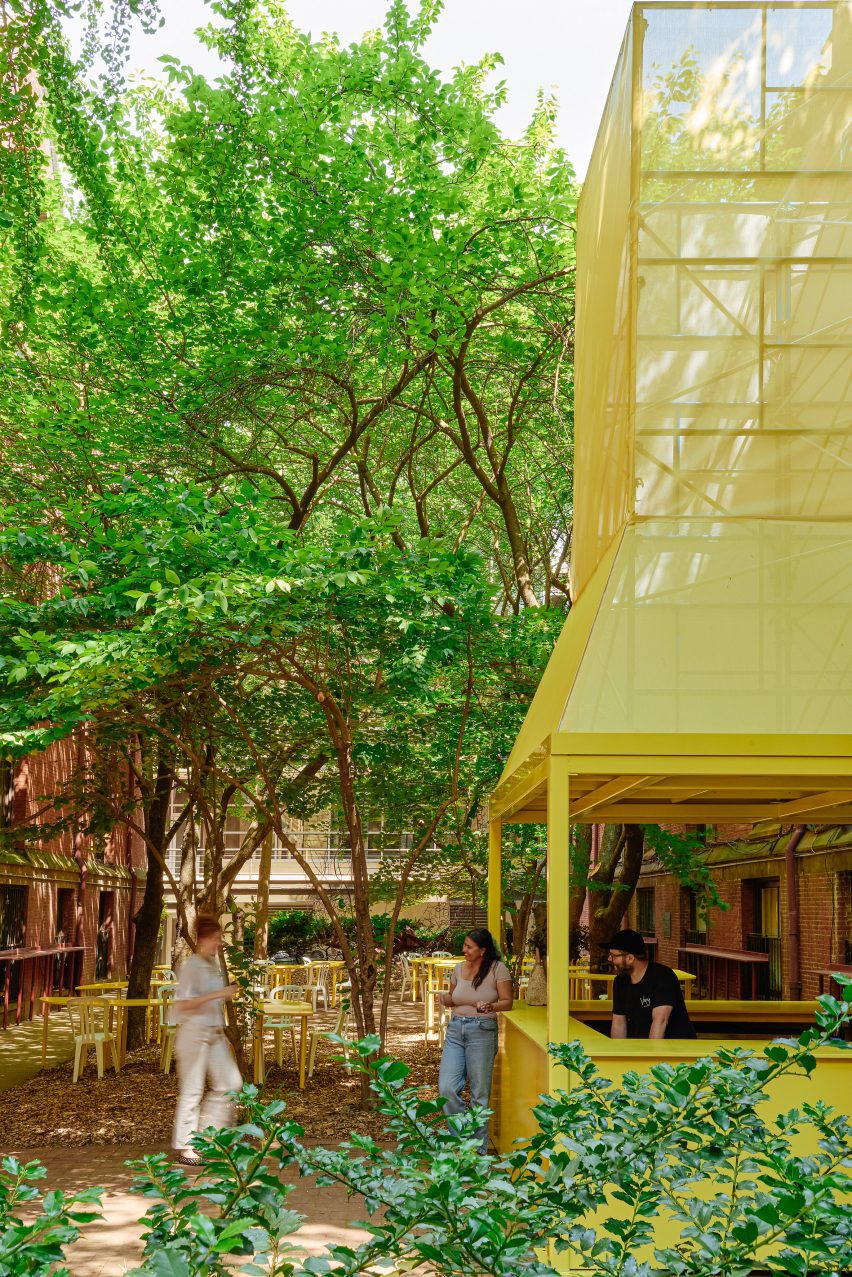 Yellow tall pop-up bar at Frankie's Summer Club