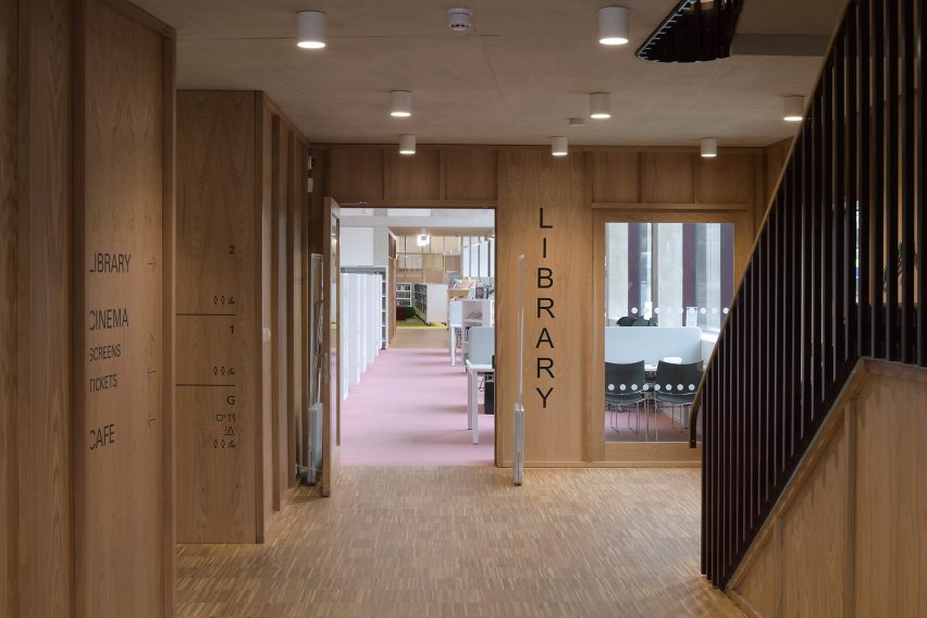Library with wooden walls