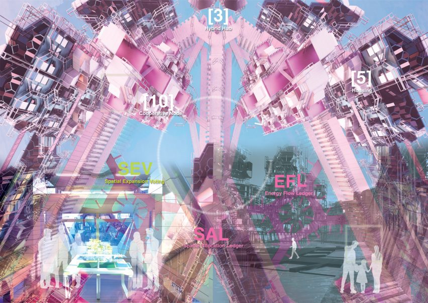 a diagram representing infrastructure systems in tones of pink