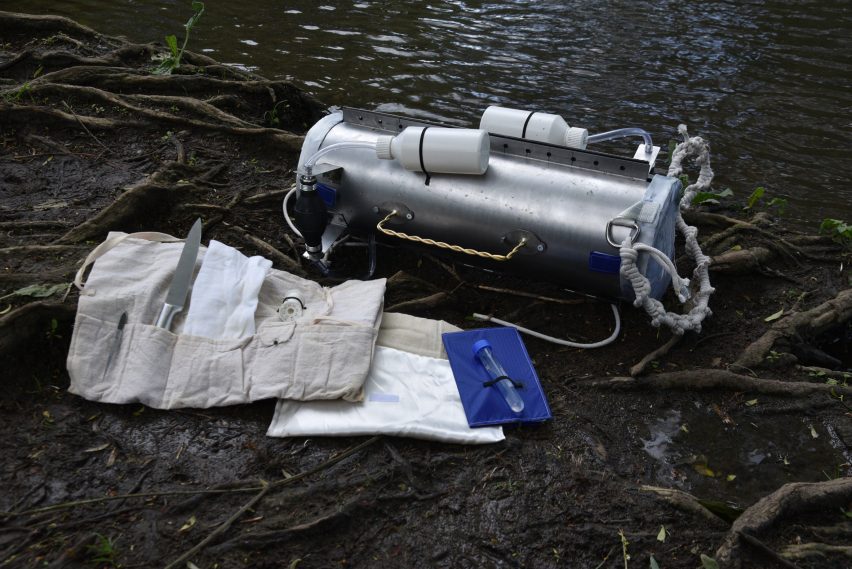 a photograph of a silver metal tank 