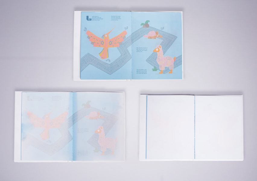 A graphic showing the colours within a book slowly fading
