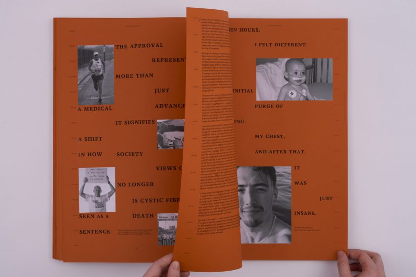 a photograph of an open book with orange pages