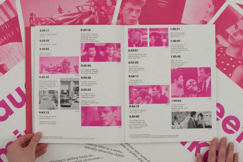 a photograph of an open book in tones of white and pink