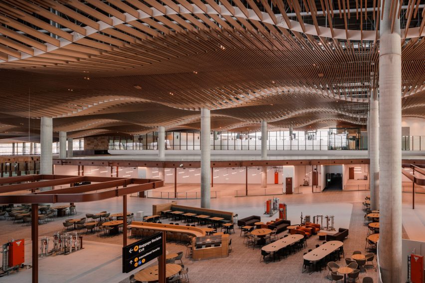 Interior of Western Sydney International Airport by Zaha Hadid Architects, Woods Bagot and Cox Architecture