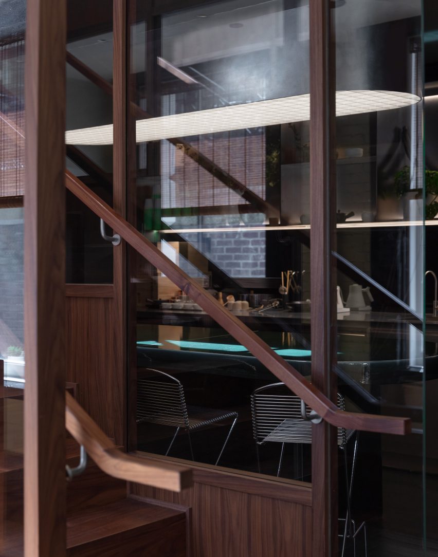 Dark walnut staircase