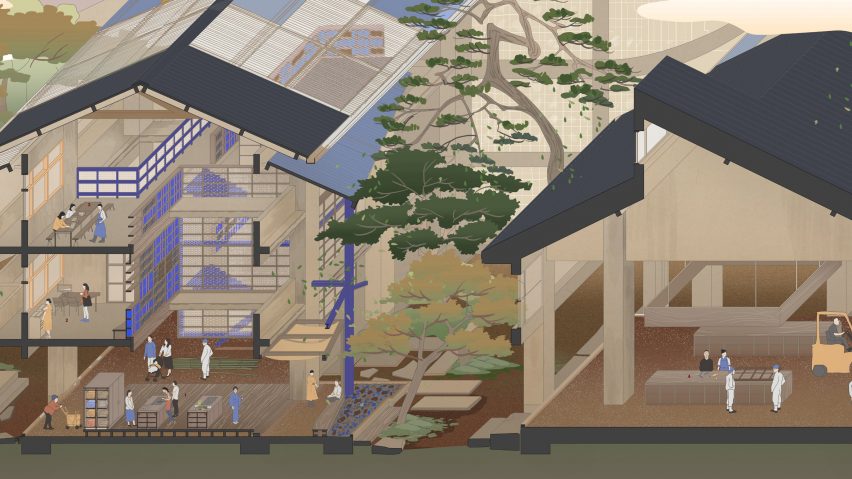 Architecture illustration of a school