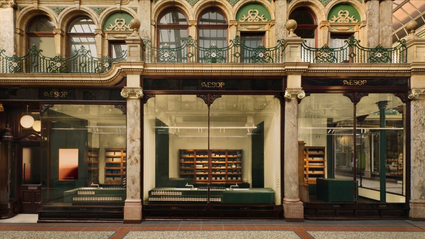 Aesop Leeds exterior with green details