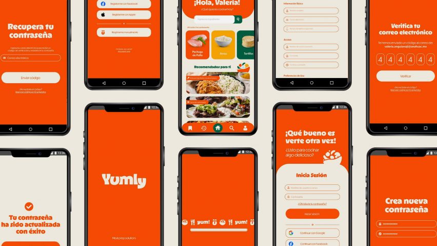 a design for an app in tones of orange and beige
