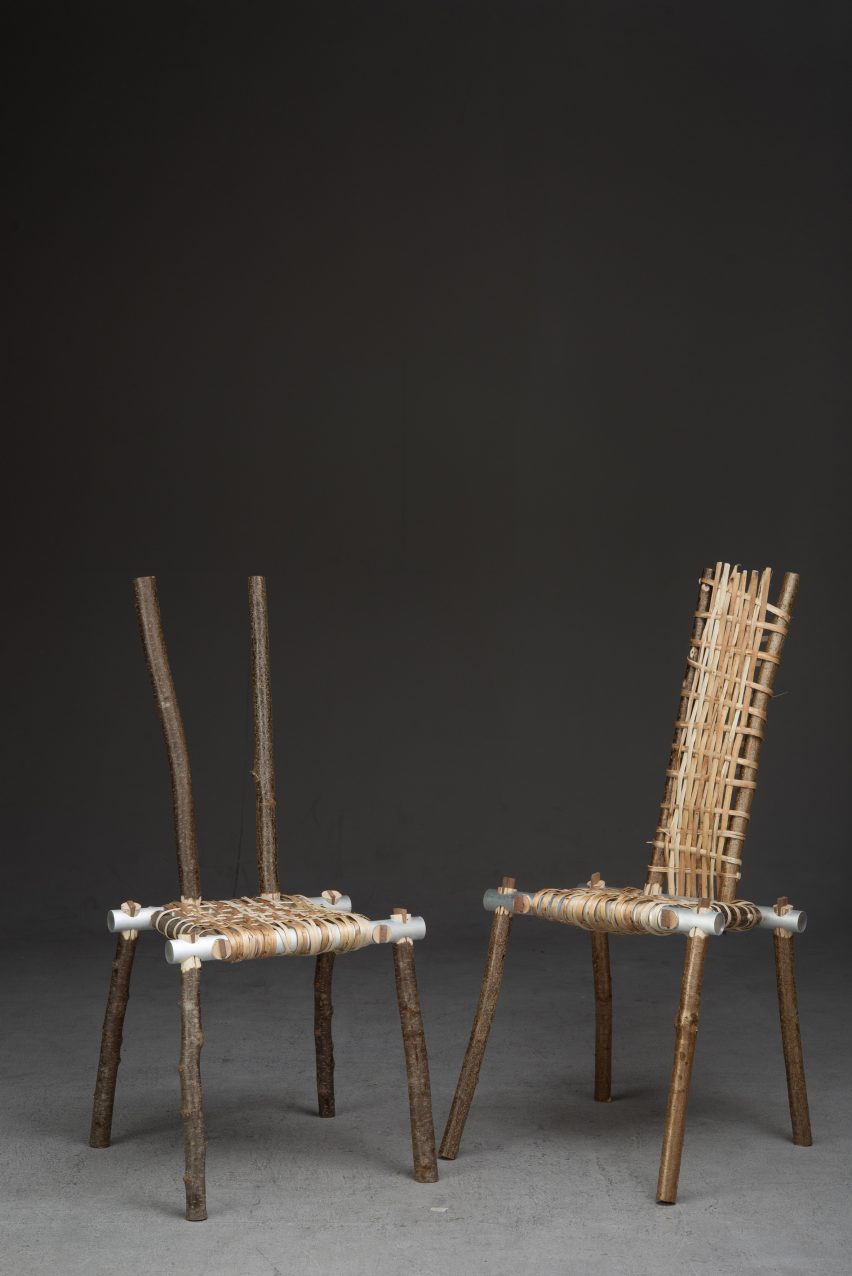 a photograph of two chairs