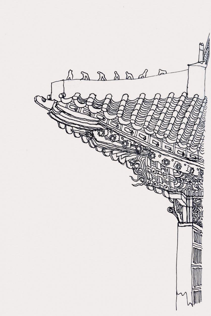 an illustration of a building in tones of black against a white backdrop