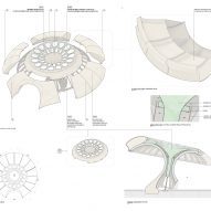 Axonometric drawing of Carbon Garden Pavilion by Mizzi Studio