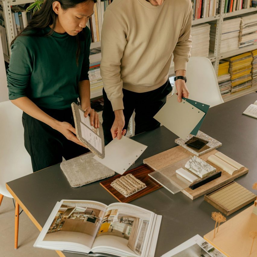 a photograph of people engaging with books