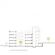 Section of James Baldwin Media Library and Refugee House by Associer