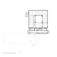 Third floor plan at James Baldwin Media Library and Refugee House by Associer