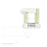 Fourth floor plan at James Baldwin Media Library and Refugee House by Associer