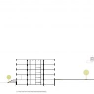 Section of James Baldwin Media Library and Refugee House by Associer