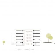 Section of James Baldwin Media Library and Refugee House by Associer