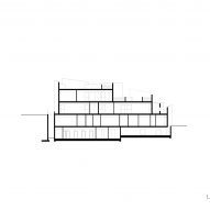 Section drawing of vet hospital in Albania by Davide Macullo Architects