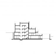 Section drawing of vet hospital in Albania by Davide Macullo Architects