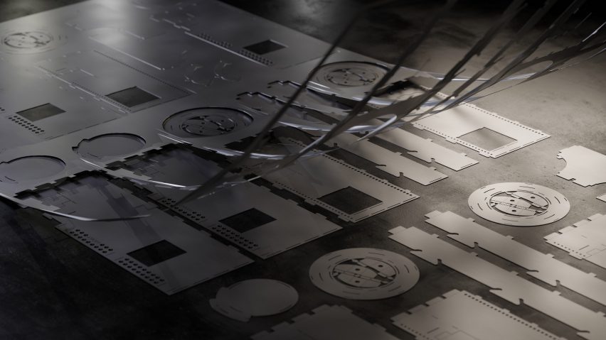 Components being cut from a flat steel sheet