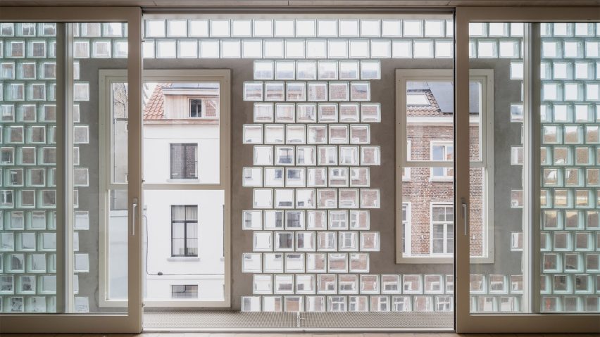 Glass-brick wall in Belgian house