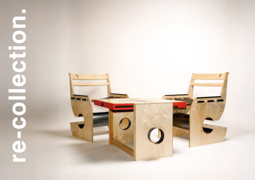 a photograph of a wooden table and chairs