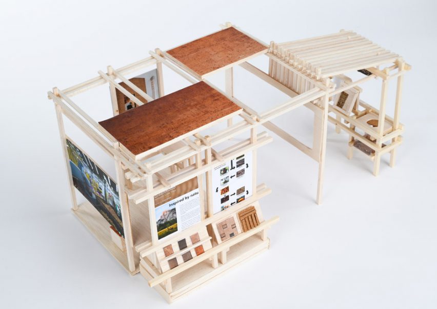 a photograph of an architectural model in tones of beige