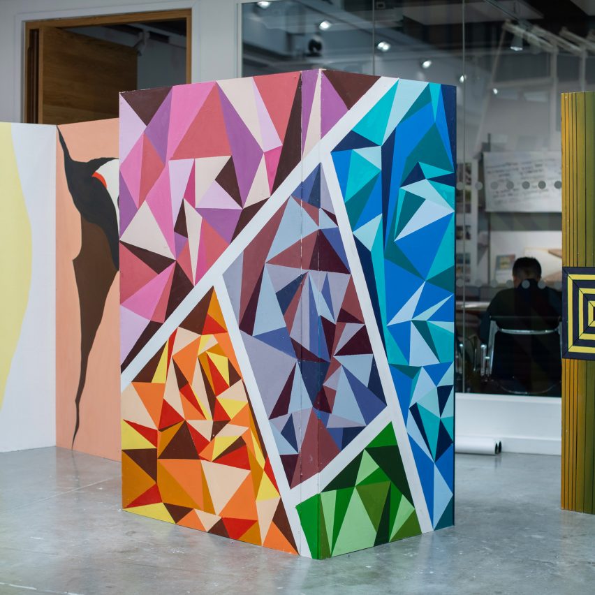 a photograph of a painted wooden screen