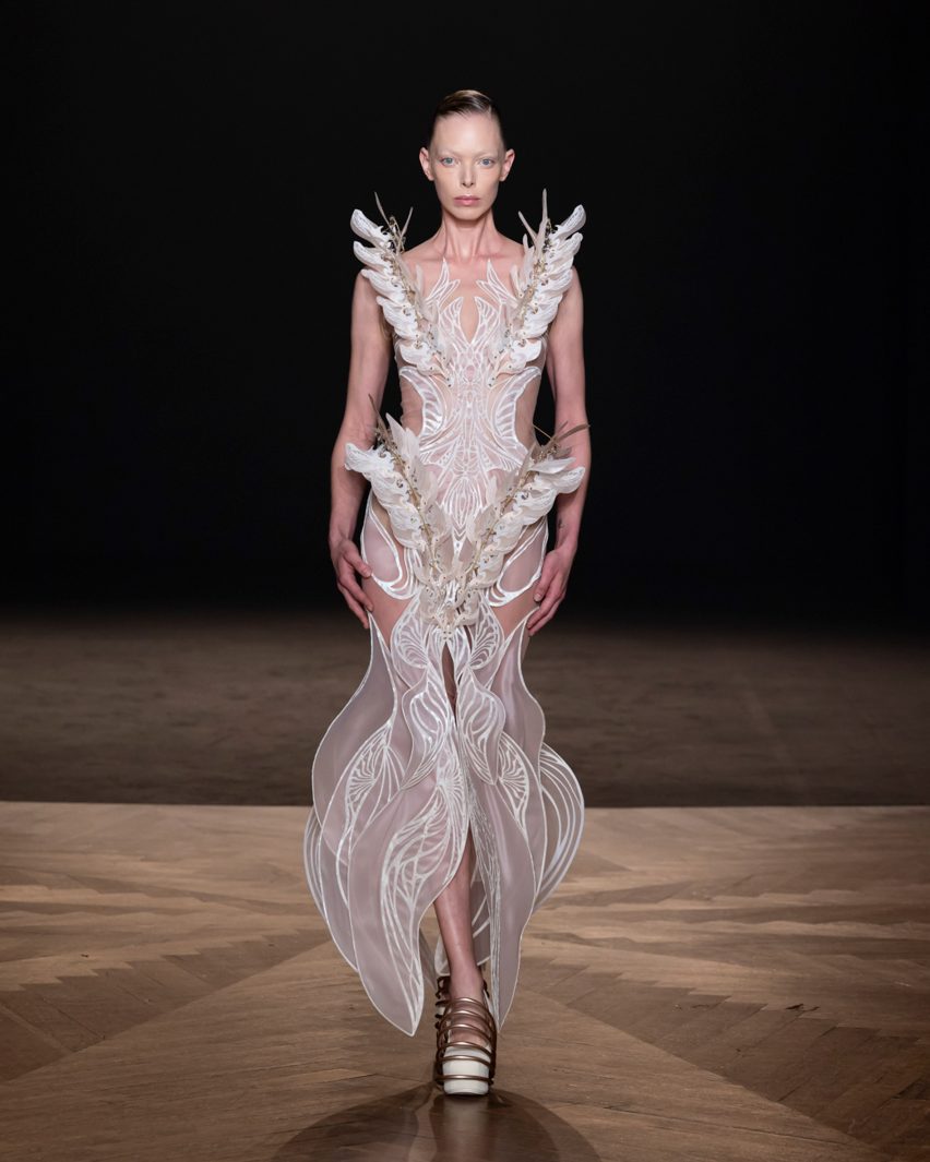Skeletal dress with pointy details