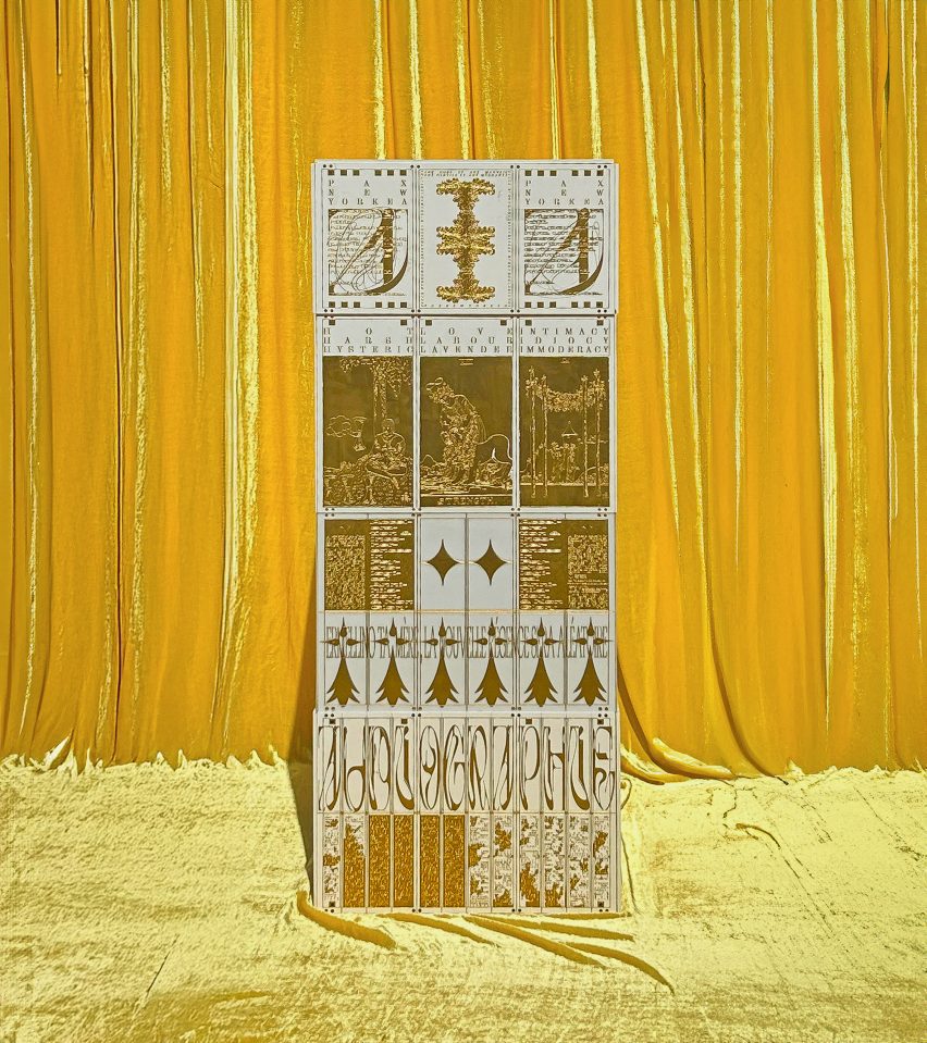 Chair with white and gold panels