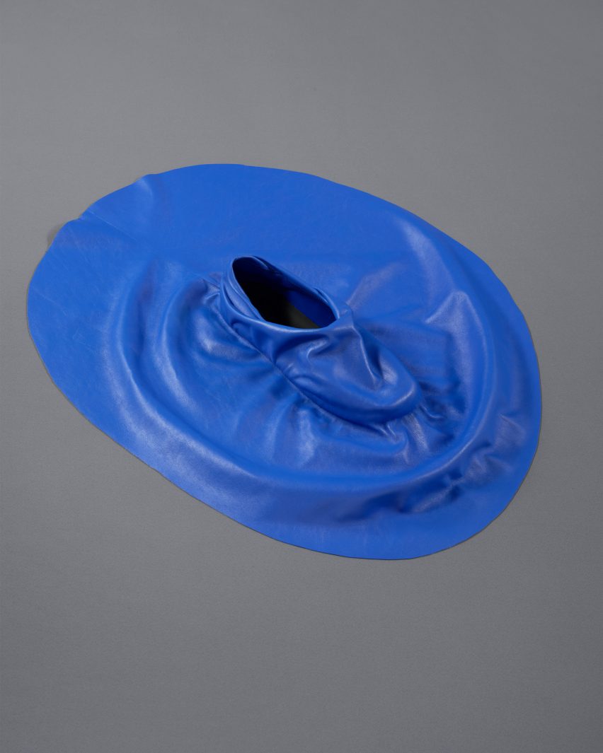Blue leather shoes by Issey Miyake for Camper