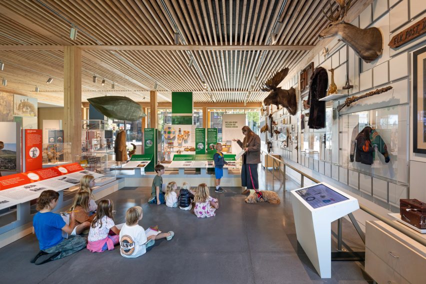 Wooden interior space at History Jackson Hole
