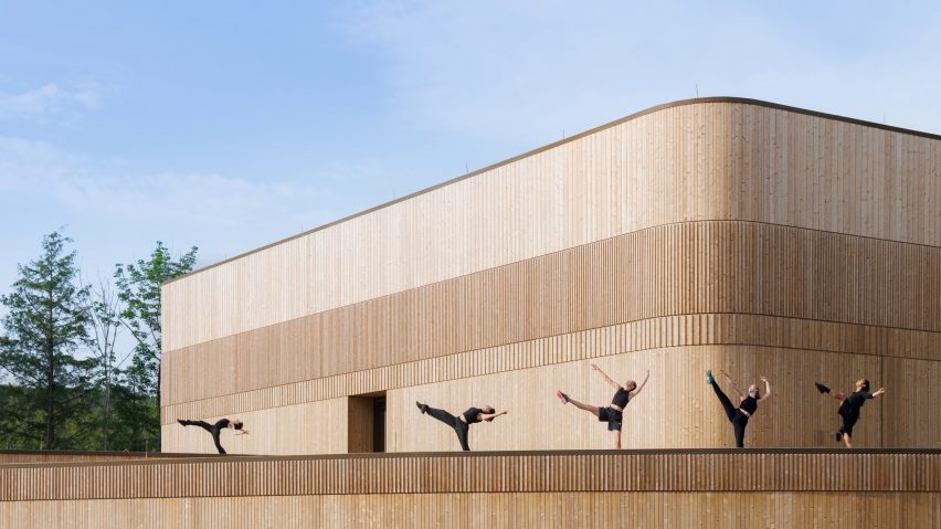Wooden terrace with dancers