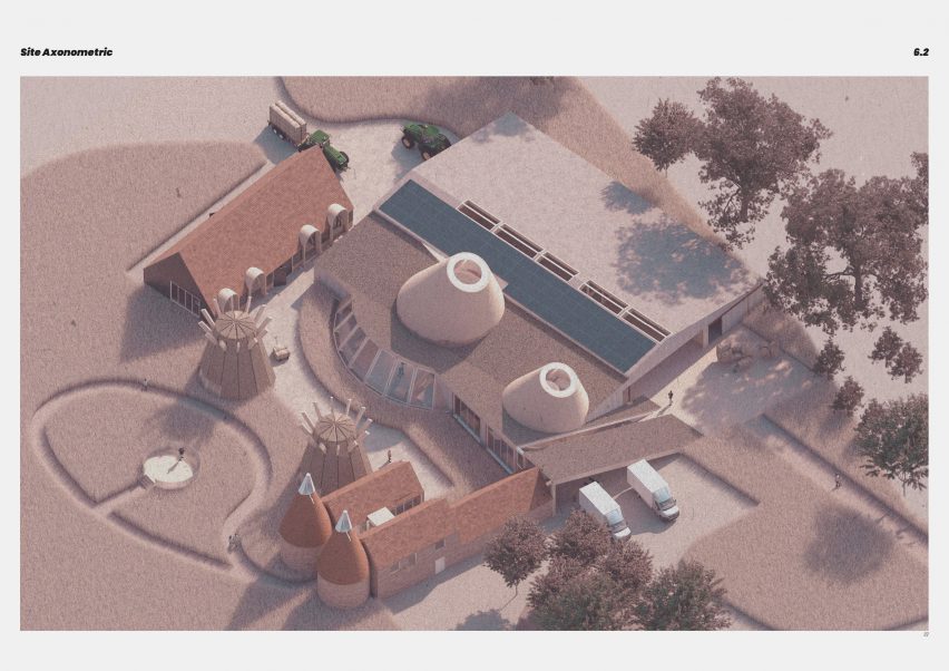 a view of buildings from above in tones of beige and brown