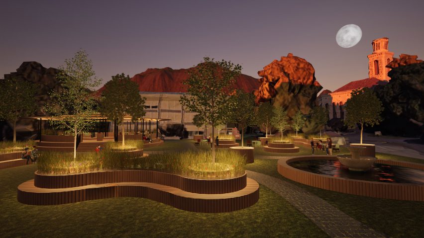 a visualisation of a landscape at night