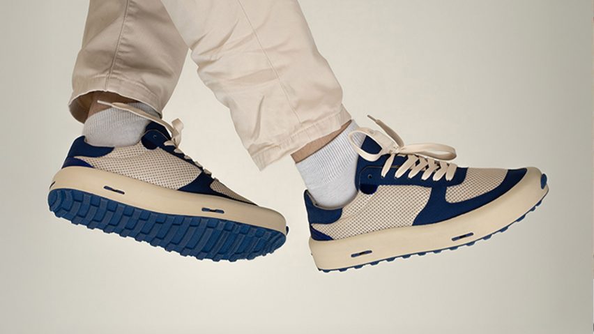 a photograph of a person's feet in tones of blue and white