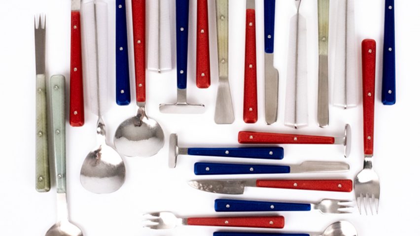 a photograph of tools in tones of red and blue