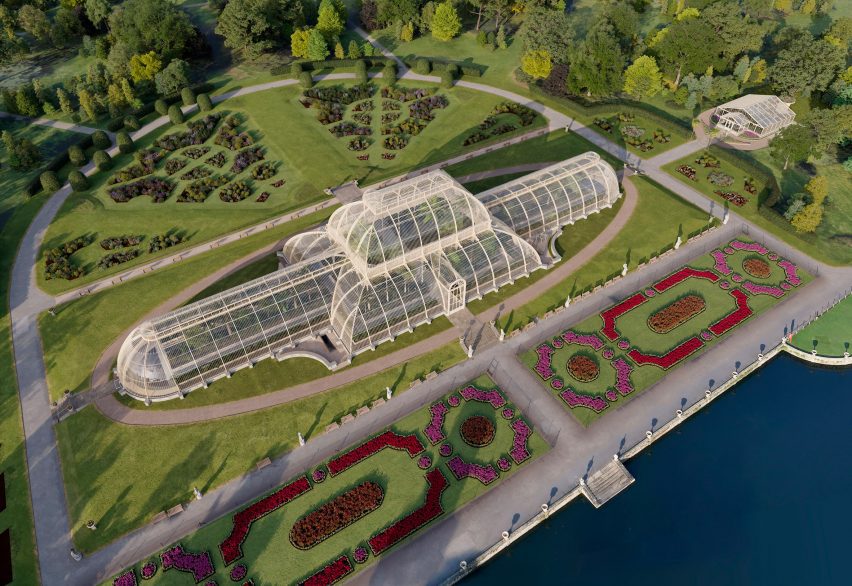 Bird's eye view of London greenhouse