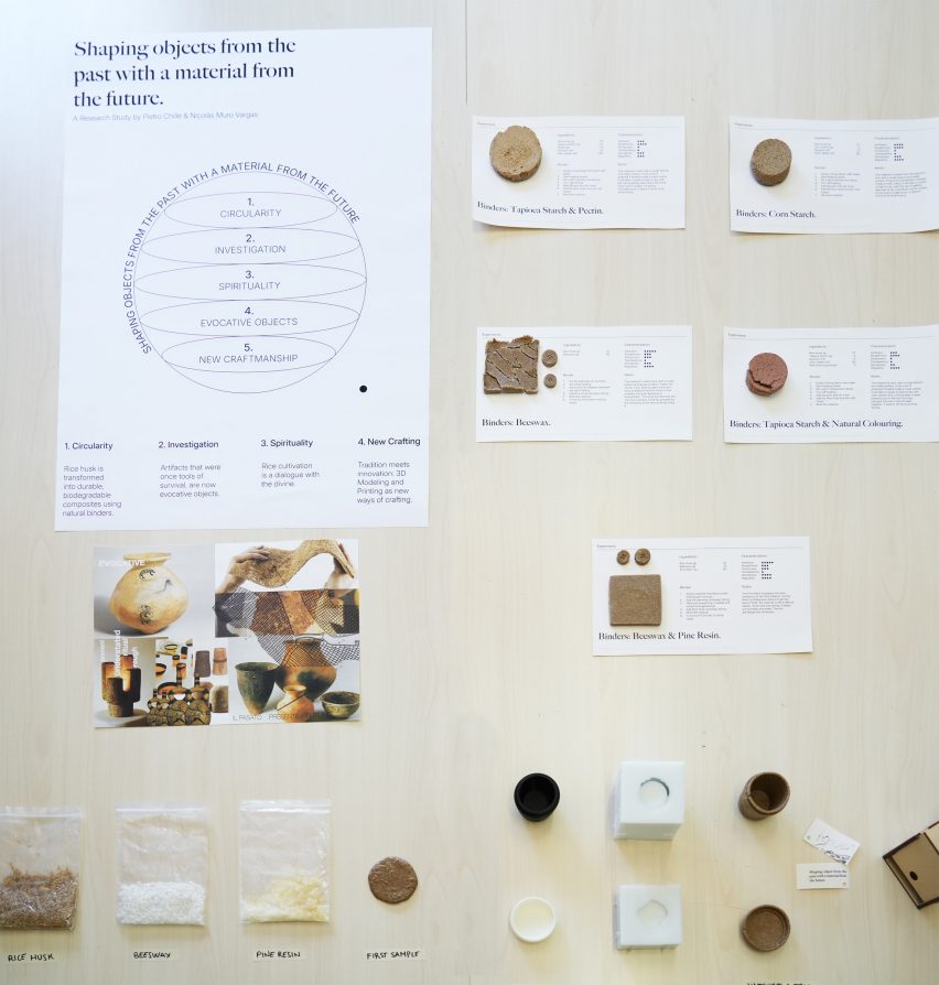 a photograph of material experiments placed on a wooden table