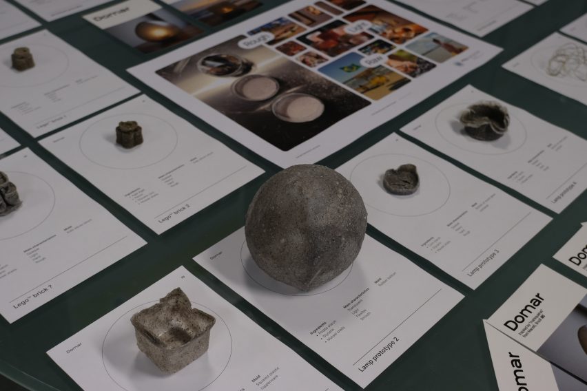 a photograph of material experiments placed on a wooden table