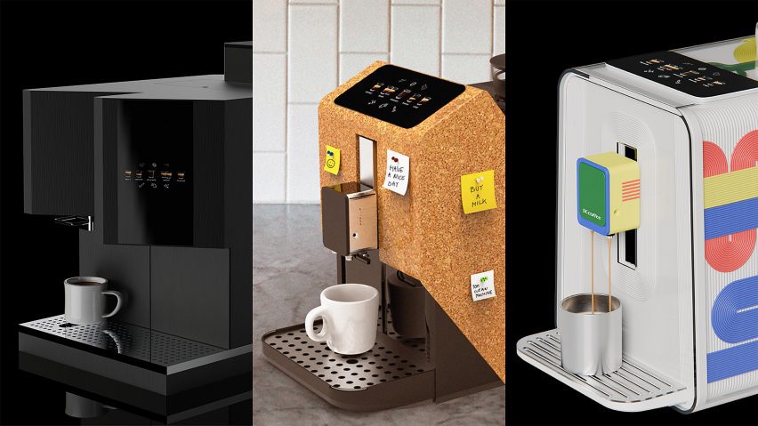 an image showing three coffee machine designs