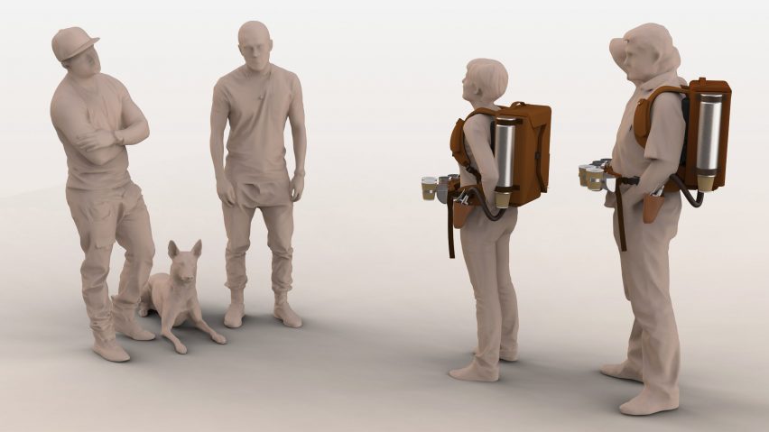 a photograph of figures in tones of beige 